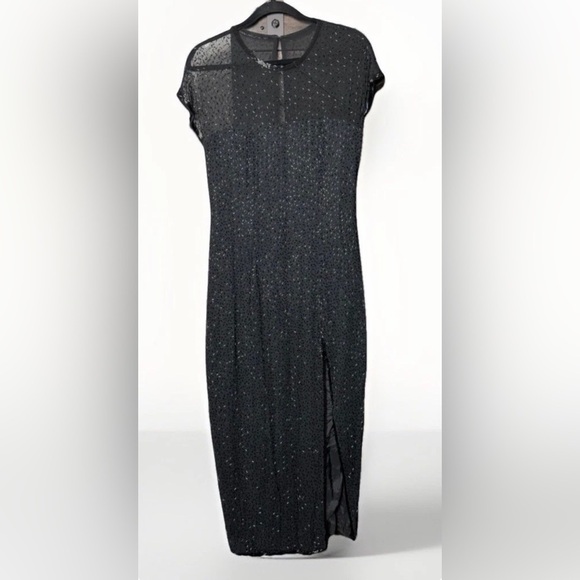 A.J. Bari Dresses & Skirts - Vintage A.J. Bari Black Silk Beaded Cocktail Evening Dress Size 8